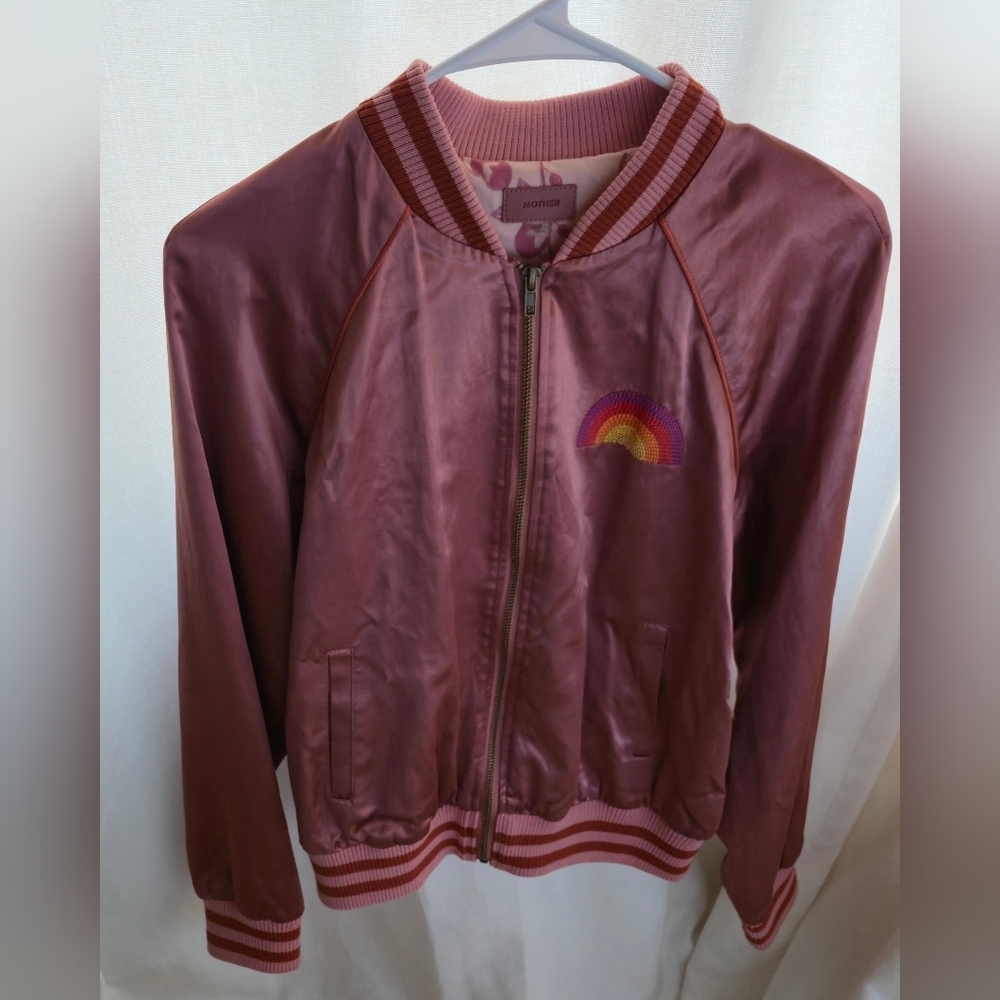 Mother Sunshine City Letterman Jacket Bomber S Rainbow Rare Satin Varsity Retro - Picture 4 of 17